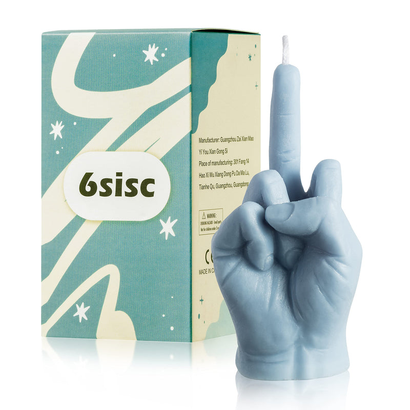6sisc Middle Finger Scented Candle Danish Pastel Room Aesthetic Pine Fragrance Aromatherapy Natural Soy Wax Holiday Candles Decor Desk Statues Decorations Gift for Home Bedroom Supplies Light Blue
