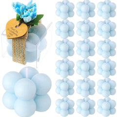 MTLEE 30 Sets 30 Sets Wedding Favors Gift for Guests 1.6" Mini Bubble Candles Bulk with Thank You Cards Dried Flowers Small Candles Gift Party Favors Baptism Party Bridal Shower Favors (Blue)