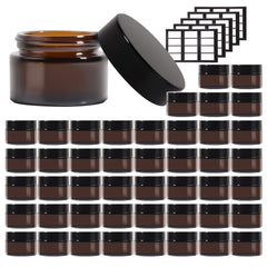 Stellacare 46 pack 1oz Glass Jars Round Empty Cosmetic Containers Refillable Jar with Lids for Face Creams Lotions PowdersSalves OintmentsPotravel Storage